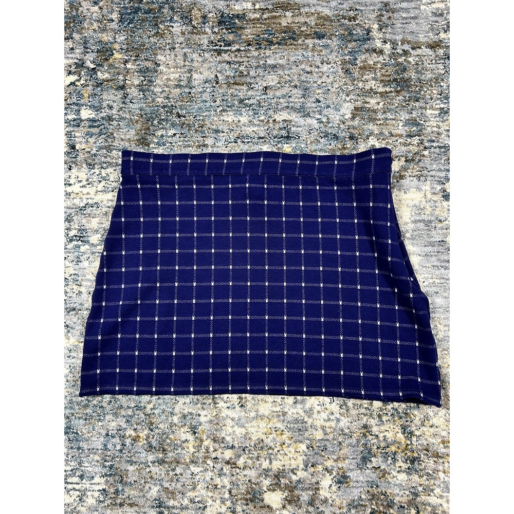 Forever 21 Navy Blue Grid Plaid Mini Skirt Medium Windowpane A-Line